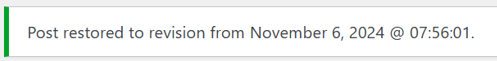 WordPress Revisions - Post Successfully Restored