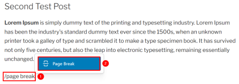 WordPress Pagination - Add Page Break Block