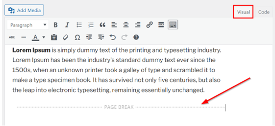 WordPress Pagination - Use Keyboard Shortcode to Add Page Break in Classic Editor