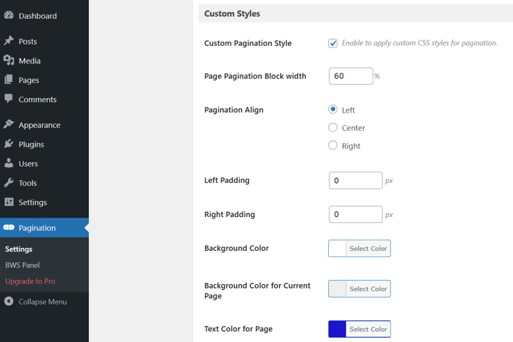 WordPress Pagination - Use BWS to Customize Pagination Style
