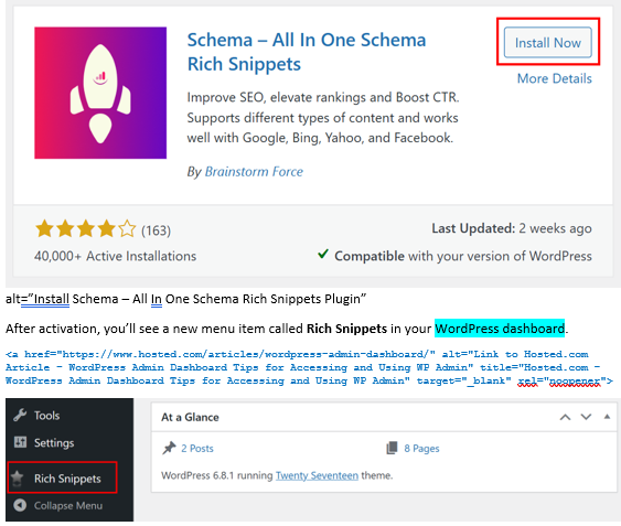 How To Add Schema Markup In WordPress - Install Schema – All In One Schema Rich Snippets Plugin