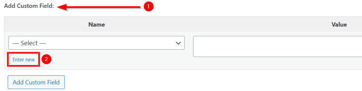 How To Add Schema Markup In WordPress - Enter New Custom Field