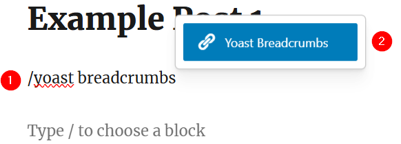 WordPress Breadcrumbs - Insert Yoast Breadcrumbs Block