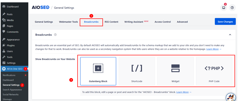 WordPress Breadcrumbs - Use AIOSEO to Add Breadcrumbs