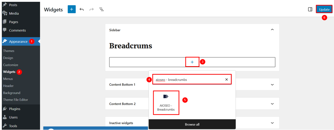 WordPress Breadcrumbs - Add Breadcrumbs Using AIOSEO Widget