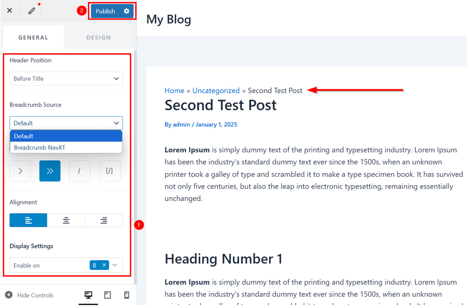 WordPress Breadcrumbs - Customize Breadcrumb Settings