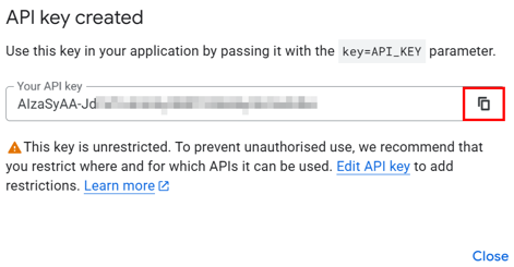 Embed Google Reviews In WordPress - Copy Newly Generated API Key