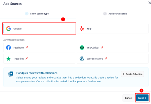 Embed Google Reviews In WordPress - Select Source for Google Reviews