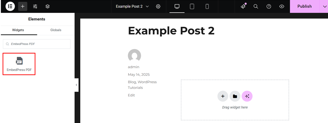 How To Embed A PDF In WordPress - Insert EmbedPress PDF Widget