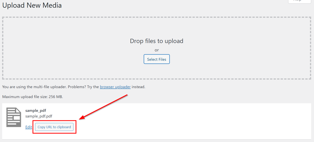 How To Embed A PDF In WordPress - Copy PDF File’s URL