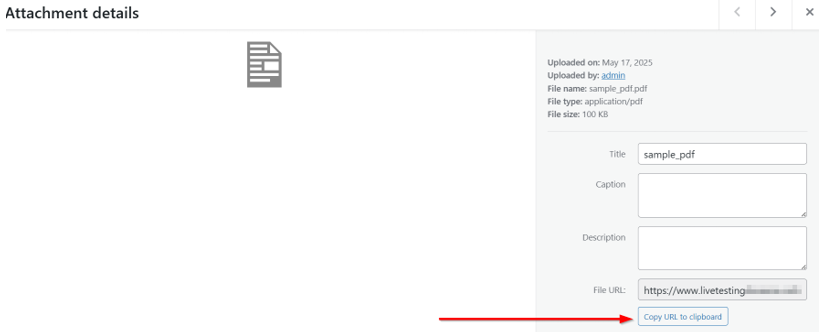 How To Embed A PDF In WordPress - Copy PDF File’s URL