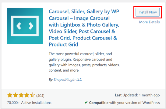 Create A WordPress Image Carousel - Install WP Carousel Plugin
