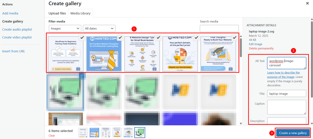 Create A WordPress Image Carousel - Create a New Gallery