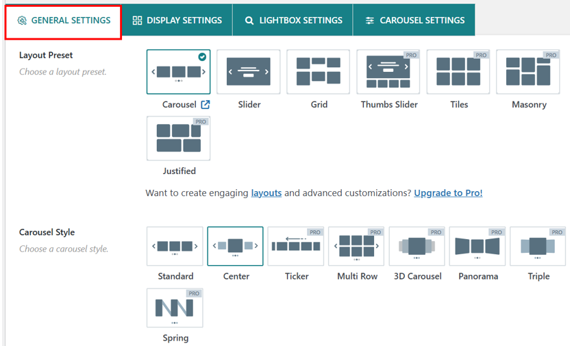 Create A WordPress Image Carousel - Layout Preset and Carousel Style