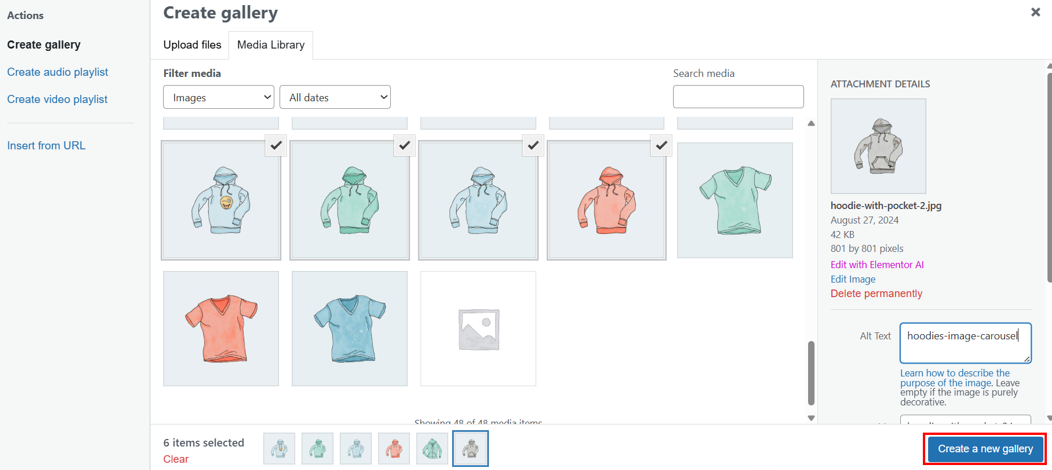 Create A WordPress Image Carousel - Create Hoodies Image Gallery