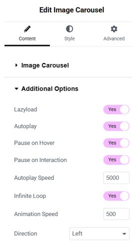 Create A WordPress Image Carousel - Configure Image Carousel’s Behaviour