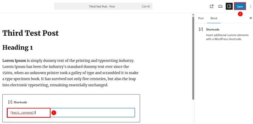 Create A WordPress Image Carousel - Insert Shortcode