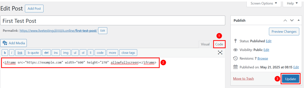 How To Use WordPress iFrames - Add WordPress iframe Using Classic Editor