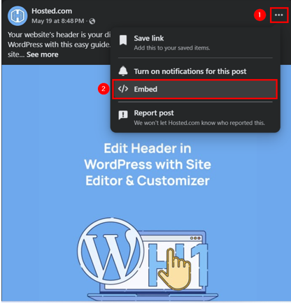 How To Use WordPress iFrames - Get Embed Code of a FaceBook Post