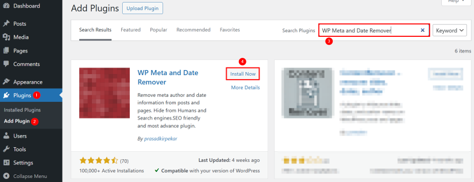 Remove The Author From WordPress Posts - Install and Activate WP Meta and Date Remove Plugin