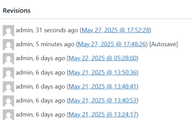 Undo Changes In WordPress - Navigate to Revisions Section Under Main Content Area