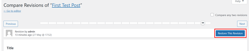 Undo Changes In WordPress - Restore Your Desired Revision