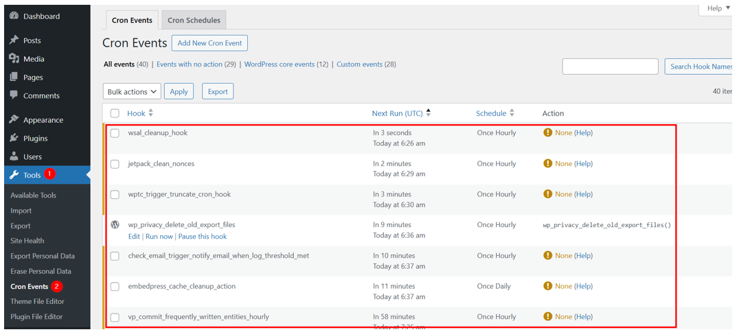 WordPress Cron Jobs - View List of All Currently Set Up Cron Jobs