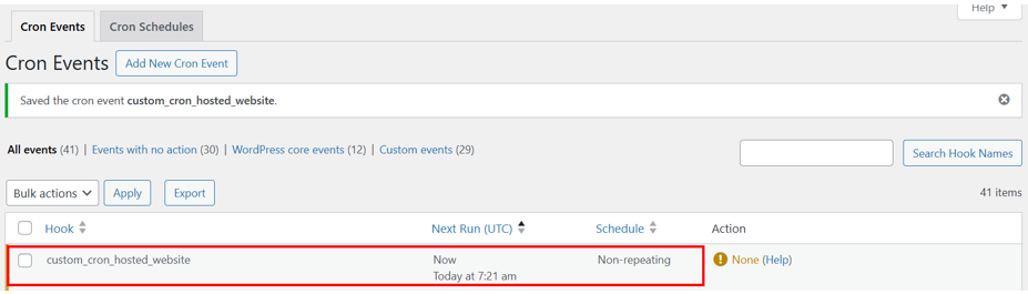WordPress Cron Jobs - Confirm New Cron Job Is Created
