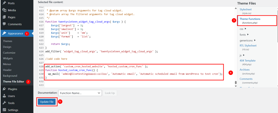 WordPress Cron Jobs - Edit functions.php File to Tell WordPress What to Do When Given Cron Job Runs