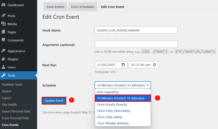 WordPress Cron Jobs - Edit Existing Cron Event