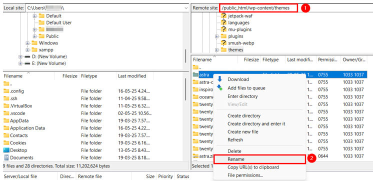 Fix: Sorry, You Are Not Allowed To Access This Page - Rename Active Theme's Folder to Switch to Default Theme