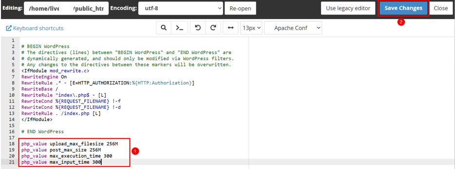 Fix 413 Request Entity Too Large Error In WordPress - Edit .htaccess File to Increase Limits