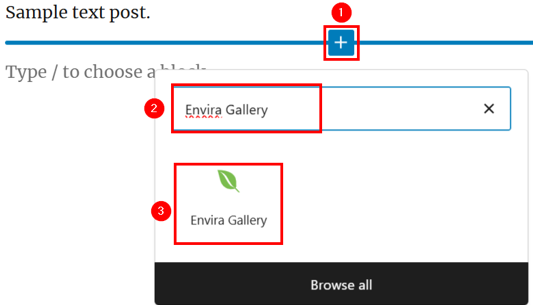 Disable Right Click On Your WordPress Website - Insert Envira Gallery Block