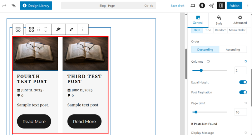 Add A WordPress Blog Page For Posts - Change Post Grid Settings
