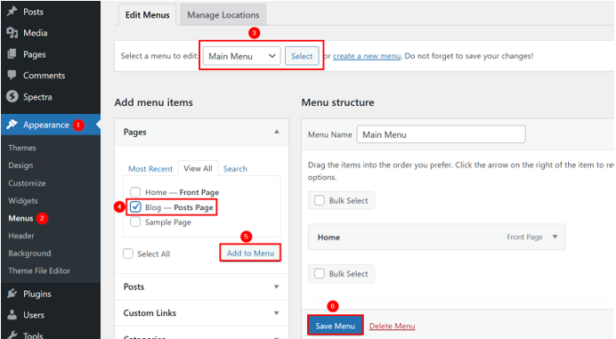 Add A WordPress Blog Page For Posts - Add Blog Page to Main Menu