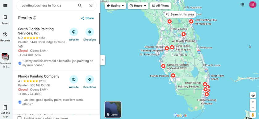 How To Start A Painting Business - Find Local Competitors Using Google Map