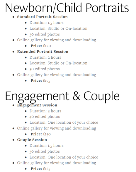 How To Start A Photography Business - The Happy Lens Photography's Pricing