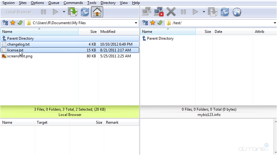 Upload Files Using FlashFXP - Main Screen