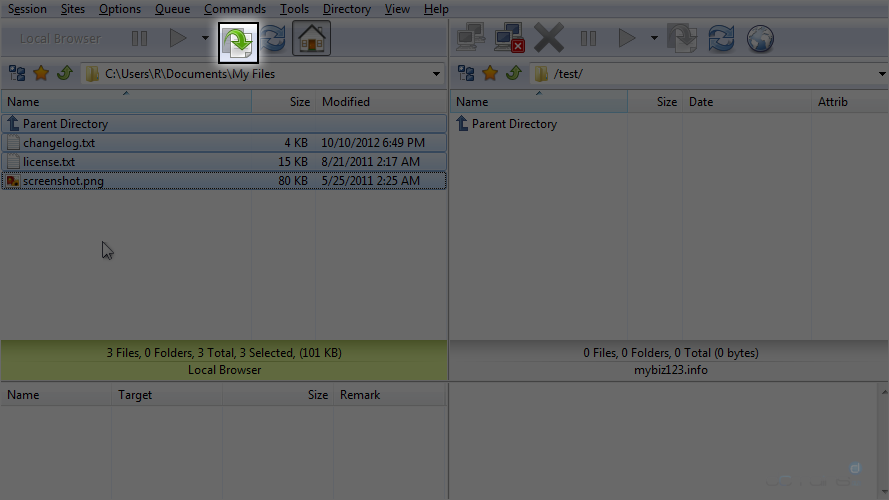Upload Files Using FlashFXP - Upload