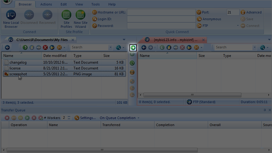 How To Upload File Using FTP Voyager - Upload