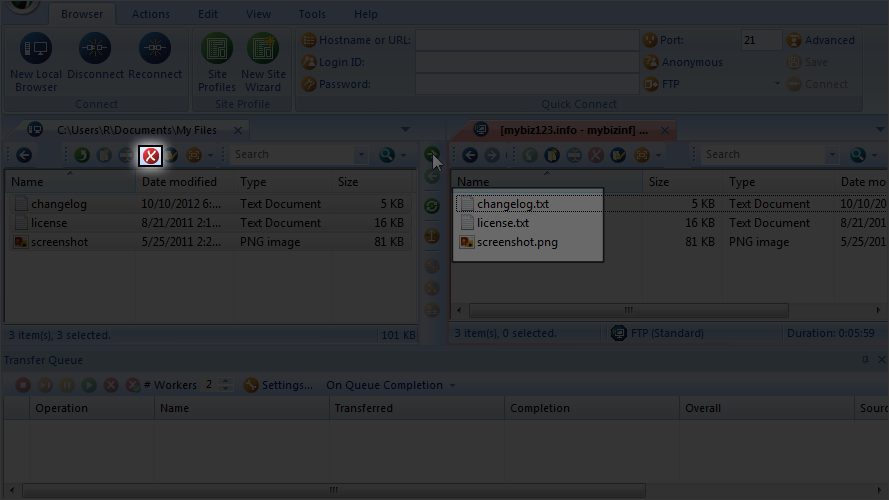 How To Upload File Using FTP Voyager - Delete