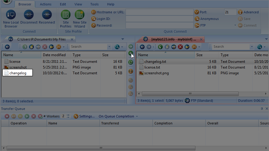 Upload File Using WS FTP - Local Server