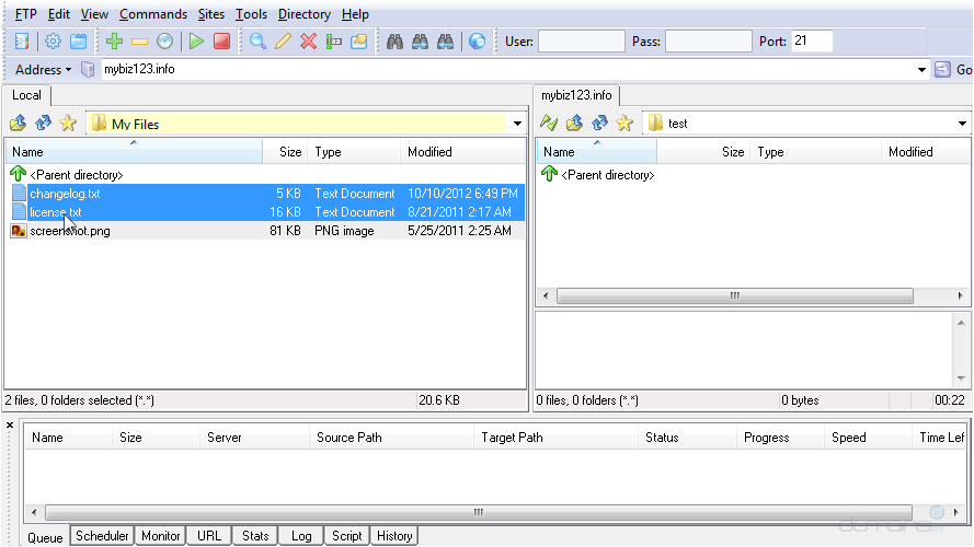 Step 1 - Upload Files Using LeapFTP - Main Window