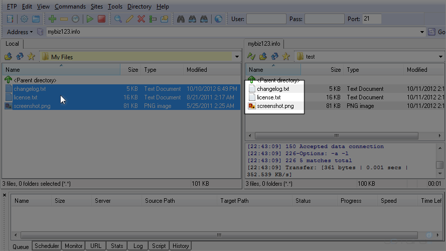 Step 3 - Upload Files Using LeapFTP - Uploaded
