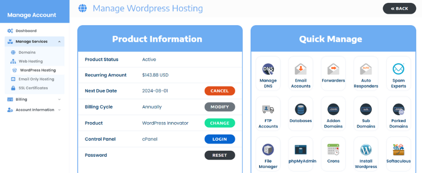 Hosted.com® Dashboard - Select Web Hosting