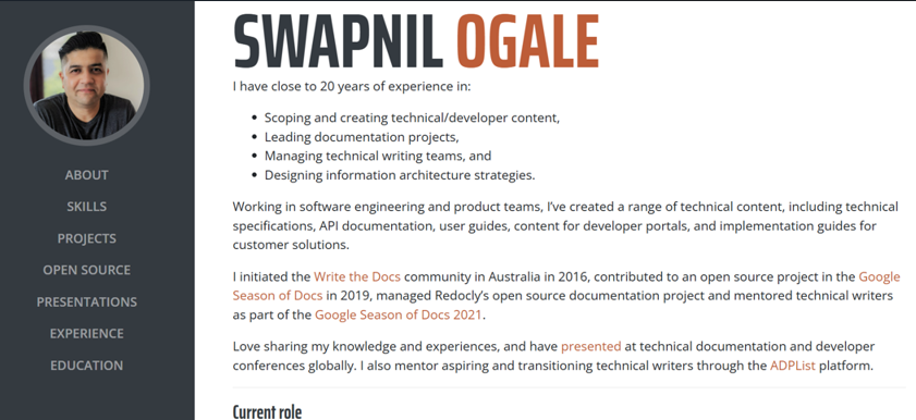 8 Creative Resume Website Examples To Showcase Your Skills - Swapnil Ogale