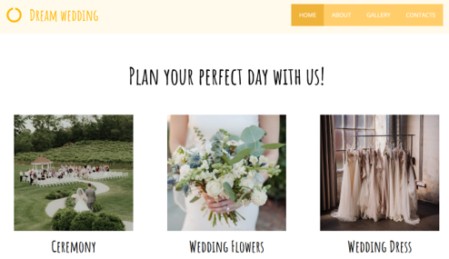 Dream Wedding Templated from the Hosted.com® Website Builder
