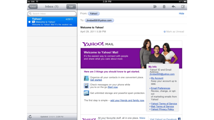 Setup Yahoo Email On iPad - Yahoo Inbox Emails
