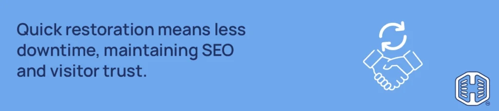 Strip Banner Text - Quick restoration means less downtime, maintaining SEO and visitor trust.