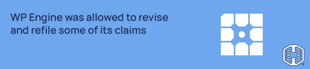 Strip Banner Text - WP Engine was allowed to revise and refile some of its claims